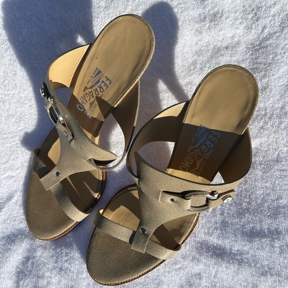 Salvatore Ferragamo Sacha Heeled Beige Sandal